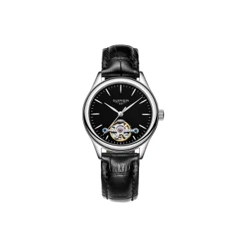 GUANQIN Mechanical Movement Genuine Leather Strap Watch Women's Watch Black Dial