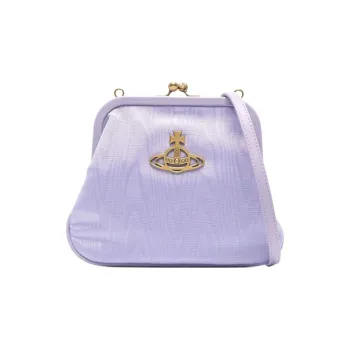 Vivienne Westwood Calfskin Textile One Shoulder Clutch Women's Lilac