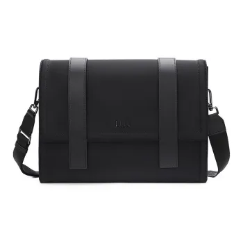 ELLE HOMME Fabric Shoulder Bag Crossbody Bag Small Size Men's Black