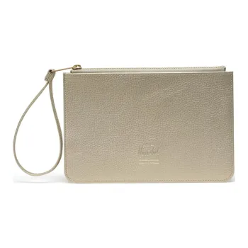 Herschel Litchi Grain Vegan Leather Clutch Unisex Gold