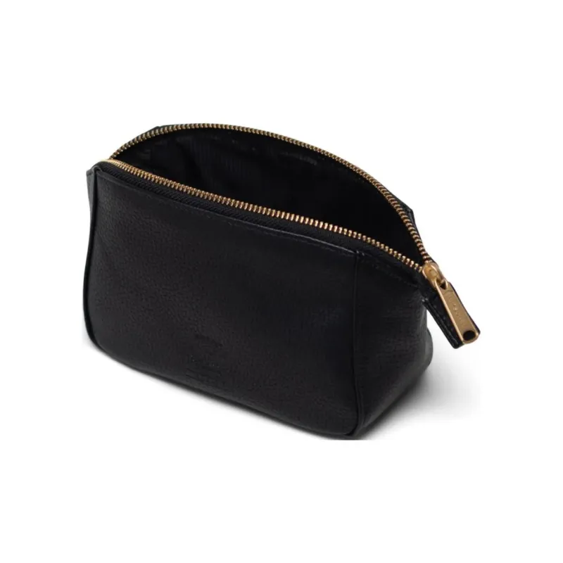 Herschel Pure Vegan Leather Makeup Bag Small Size Unisex Black-3