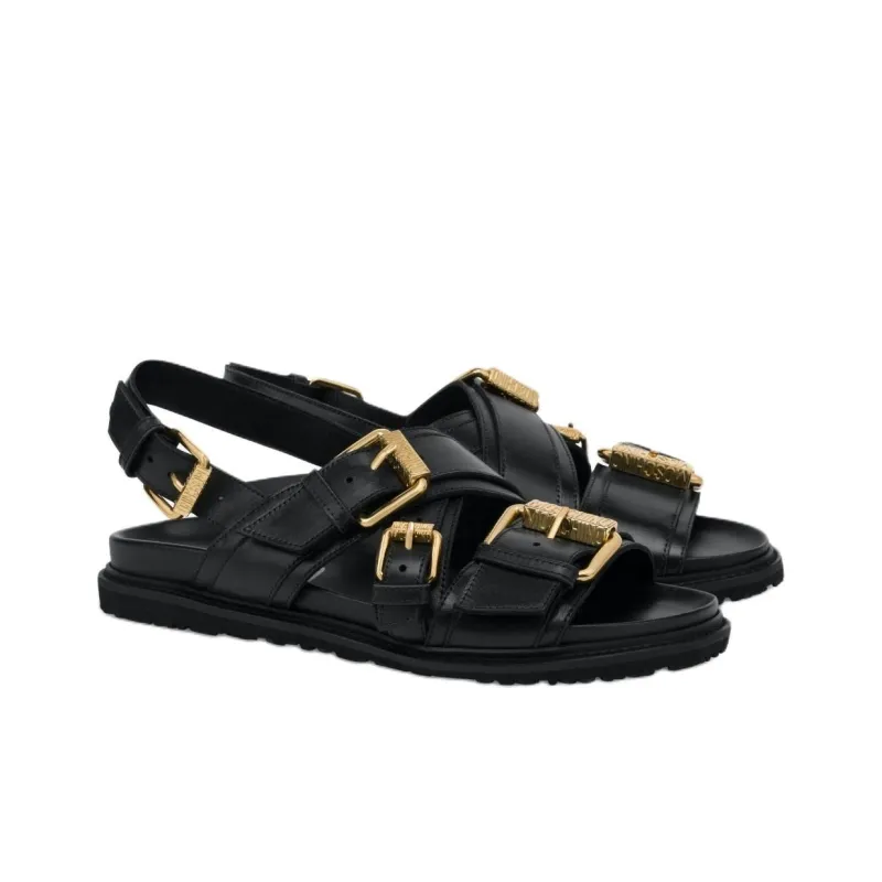 MOSCHINO Logo-plaque Leather Sandals-2