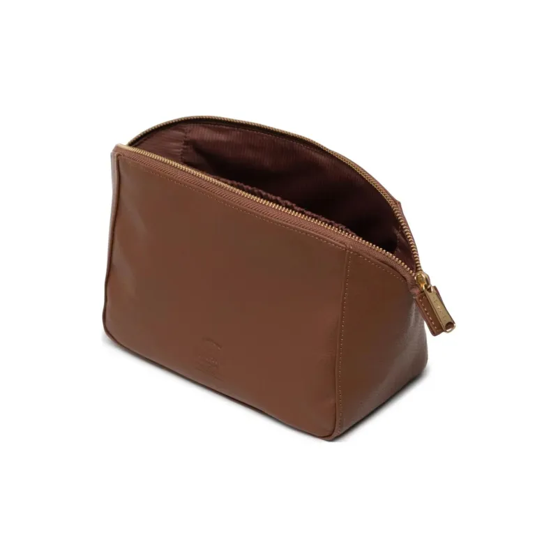 Herschel Pure Vegan Leather Makeup Bag Unisex Saddle Brown-3