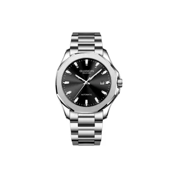 GUANQIN GUANQIN GJ16231 Mechanical Movement Stainless Steel Watchband Watch Men's Watches Black Dial
