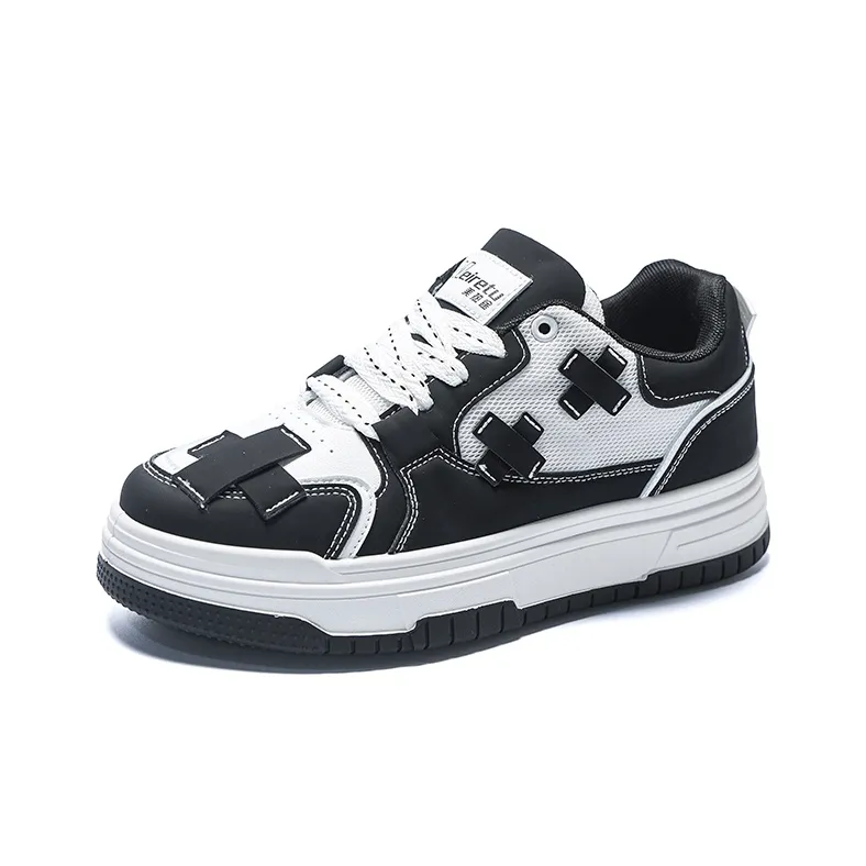 Meiretu Durable Lightweight And Breathable Low Top Skateboard Shoes Men's Black-1