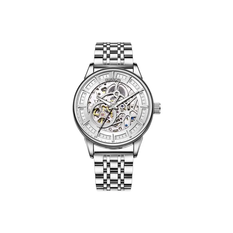GUANQIN Automatic Mechanical Movement Stainless Steel Watchband Watch Men's Watches Cut-Out Dial-0