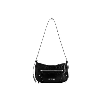 GUESS Patent Leather Bonded Artificial Leather Shoulder Bag Regular Women's Black