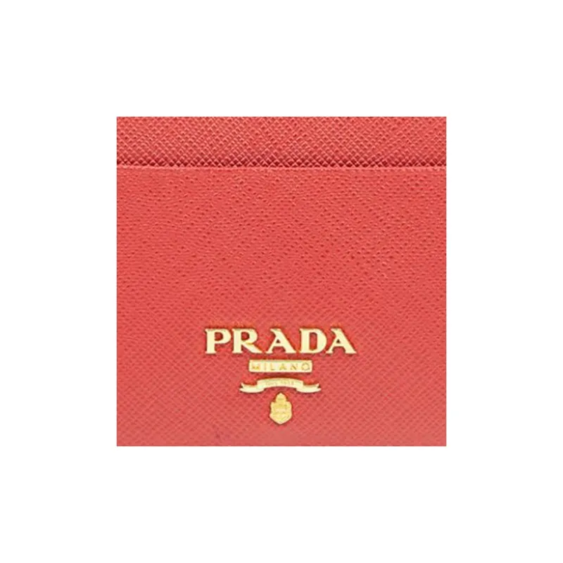PRADA Cow Leather Card Holder Women's Red-5