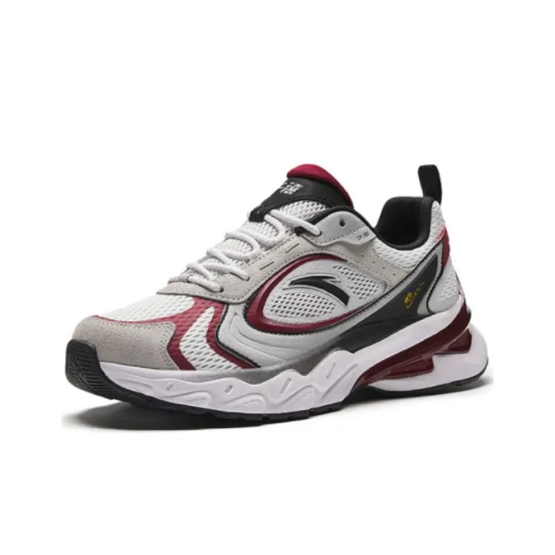 Anta Millennium 7 Cushioning Wear Resistant Low Top Casual Shoes Men's White Black Red-2