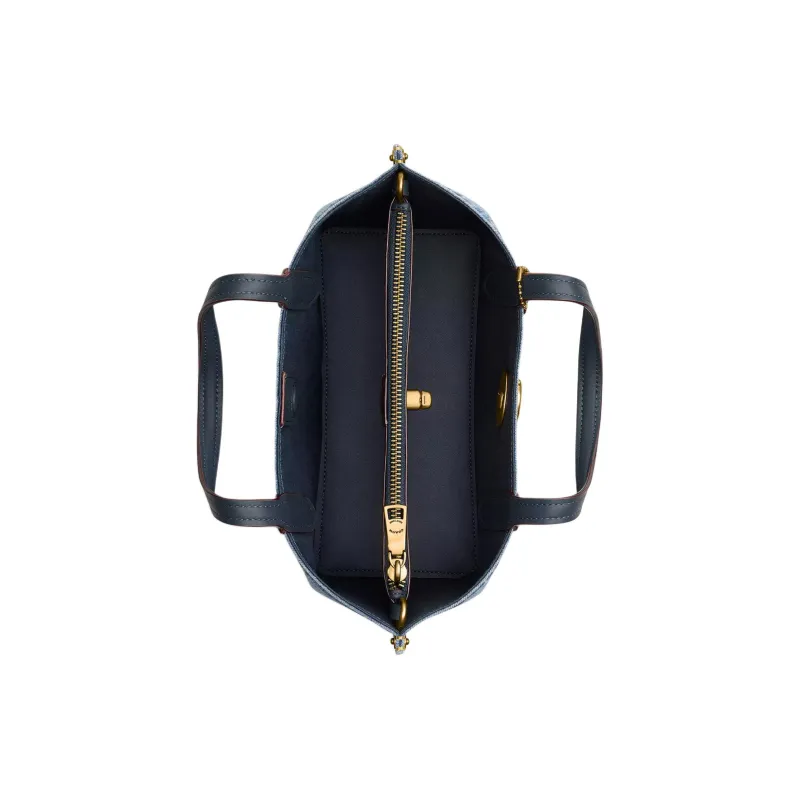COACH Willow Denim Shoulder Bag Crossbody Bag Handbag Medium Size Women's Brass & Indigo-3