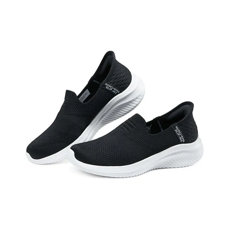 Skechers Slip Ins Hands Free Slip Ins Durable Breathable Low Top Casual Shoes Women's Black White-1