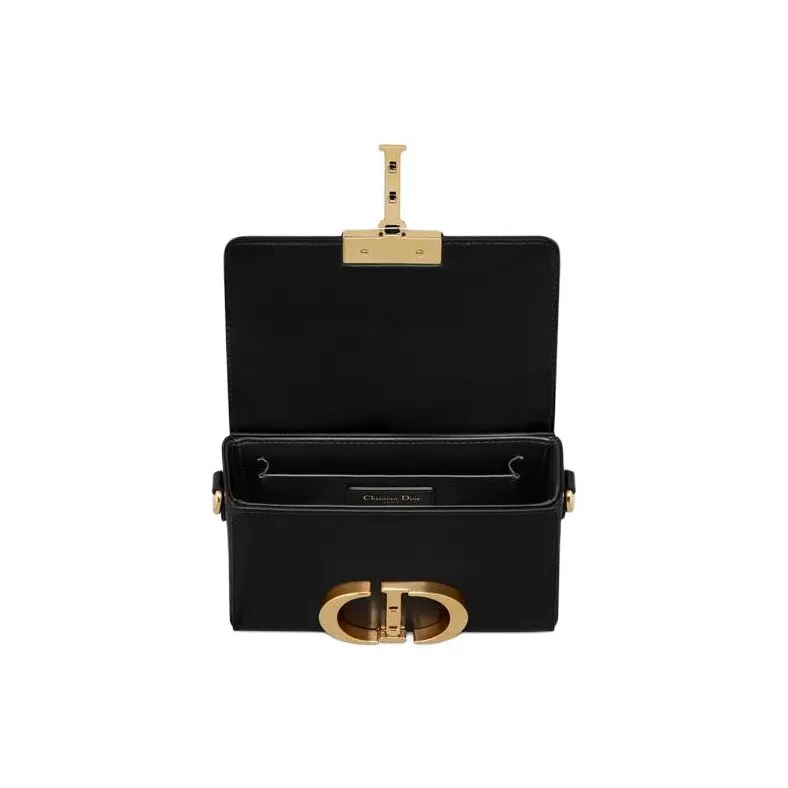 DIOR 30 Montaigne Calfskin Box Bag Crossbody Bag Shoulder Bag Medium Size Women's Black-4