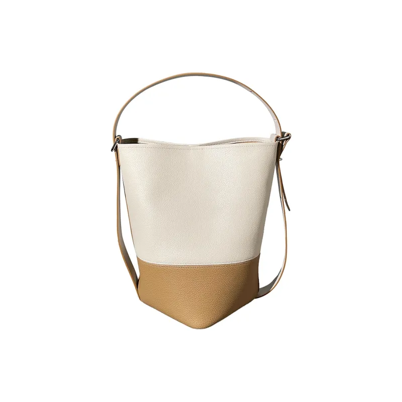 AJ AOIRJ Cow Leather Genuine Bucket Bag Crossbody Bag Hobo Bag Shoulder Bag Regular Women's Latte/Milk Green/Cookie-2