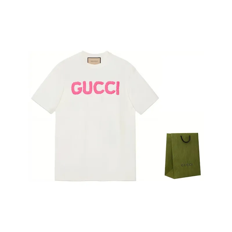 GUCCI Logo Embroidered Crewneck T-Shirt-2