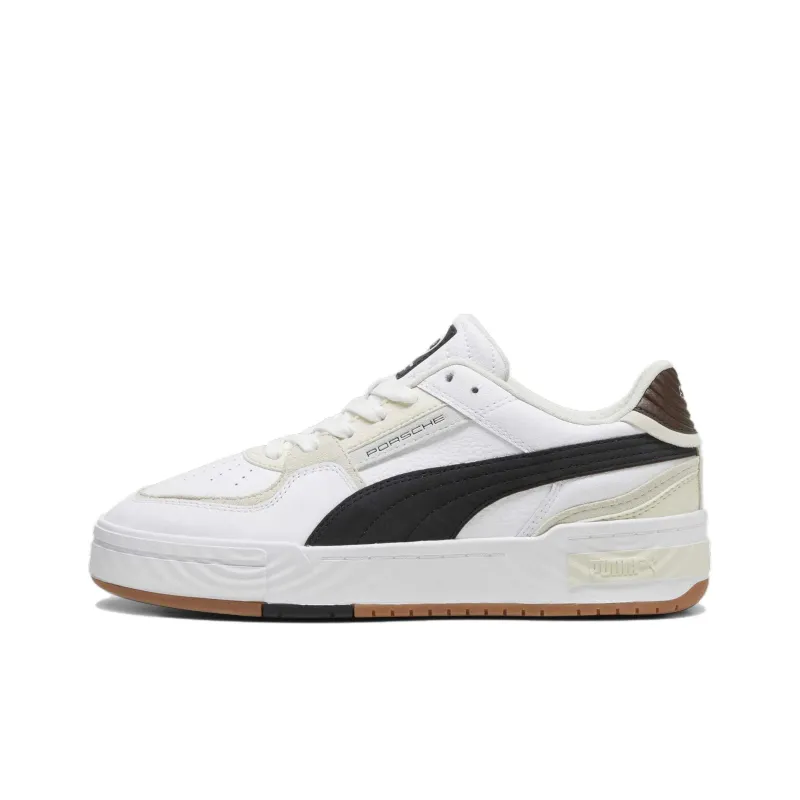 PUMA Porsche Legacy CA Pro Crush Slip Resistant Low Top Skateboard Shoes Unisex White Black Brown-0