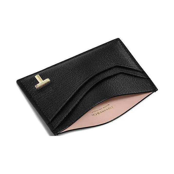TIFFANY & CO. T Series Goatskin Card Holder Women's Black-3