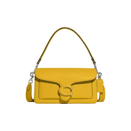 COACH Tabby Polished Grain Leather Hobo Bag, Portable Crossbody Bag, Shoulder Bag Medium Size Women's Canary