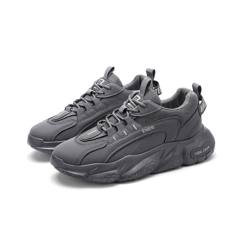 HACKBUTEER Low-Top Chunky Sneakers Unisex Grey (single shoe