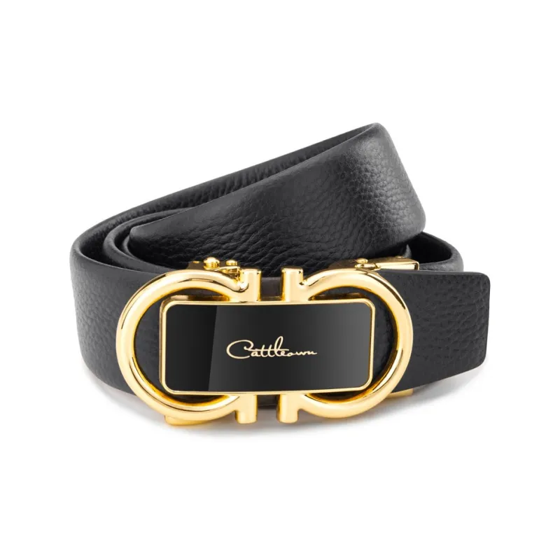 Cows Reign 8 Character Automatic Buckle Business Top Grain Cow Leather Leather Belts Men's-2