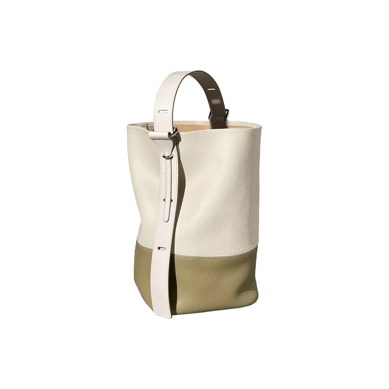 AJ AOIRJ Cow Leather Genuine Bucket Bag Crossbody Bag Hobo Bag Shoulder Bag Regular Women's Latte/Milk Green/Cookie-4