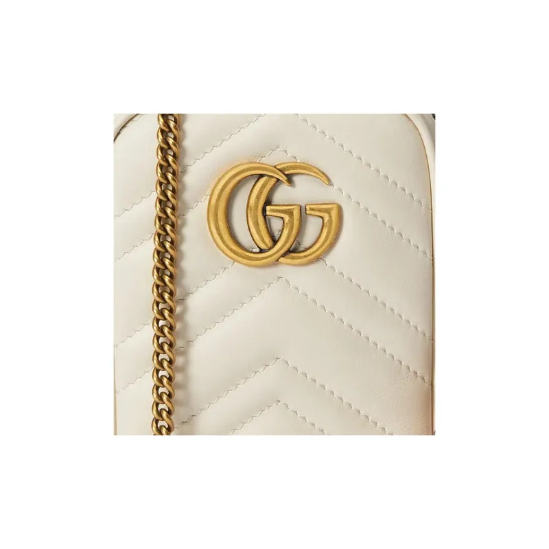 GUCCI GG Marmont Leather Coin Purse Mini Women's White-7