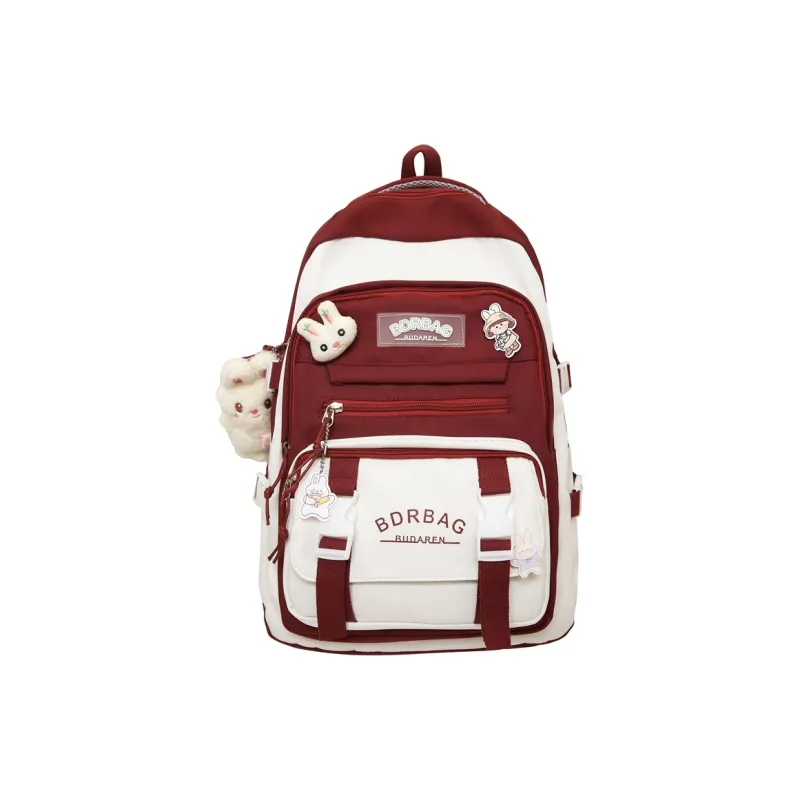Parker Bear Nylon Backpack Regular Unisex Black/Red/Green/Blue-16