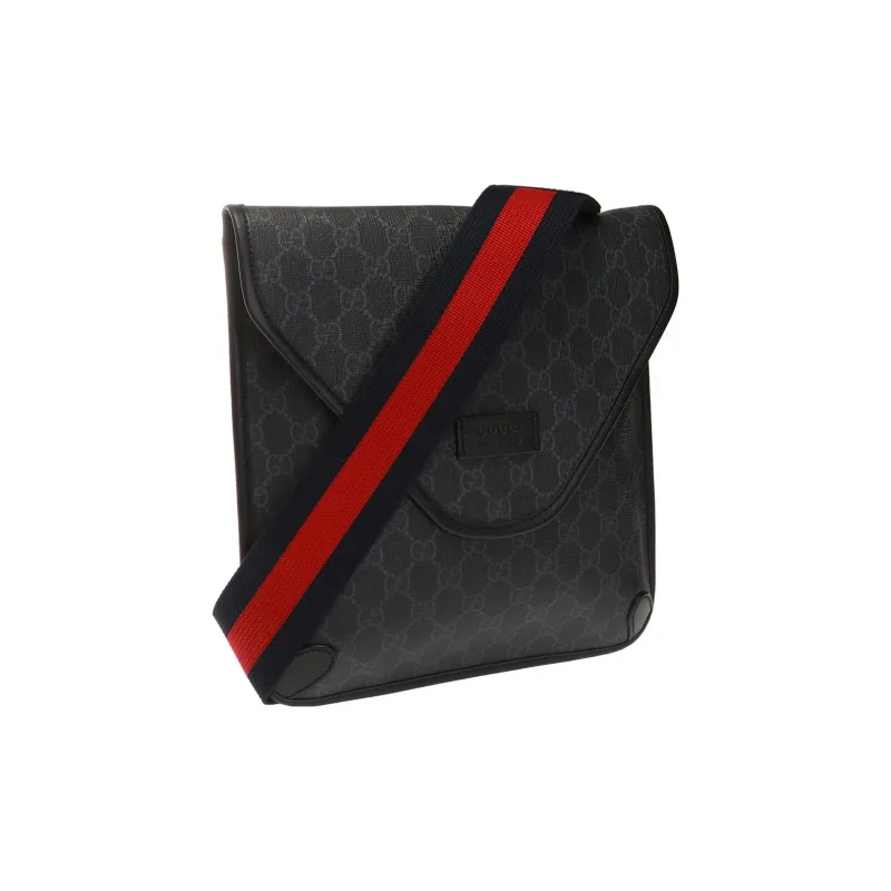 GUCCI Canvas With Leather Messenger Bag Shoulder Bag Crossbody Bag Men's Dark Gray-1