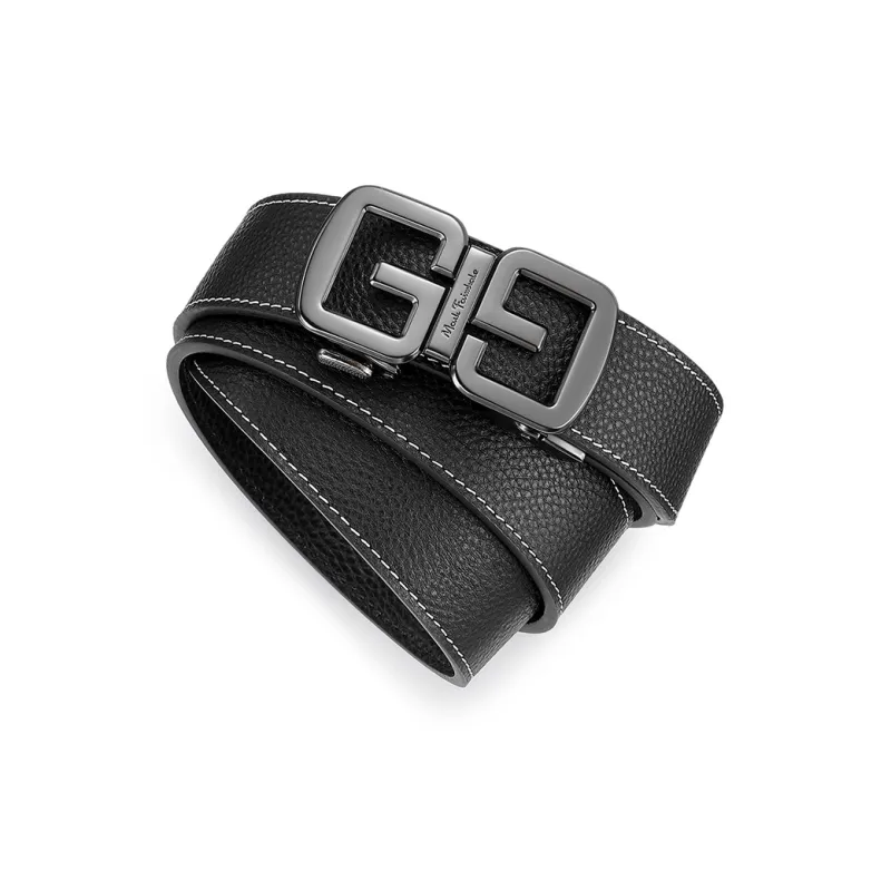 FAIRWHALE Vintage Carline Automatic Buckle Genuine Leather Top Grain Cow Leather Belts Men's Width 3.5CM-4