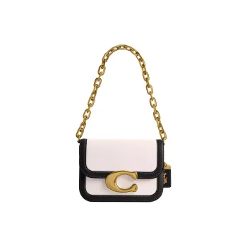 COACH IDOL Canvas With Tanned Leather Crossbody Bag, Shoulder Bag Women's Brass & Rock Salt & Black