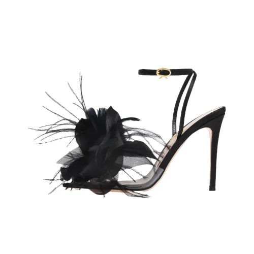 GIANVITO ROSSI Ynez 105mm Feather-embellished Sandals