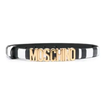MOSCHINO Striped Leather Belt