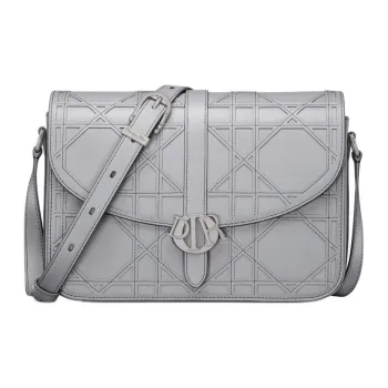 DIOR Cannage Cosmo Leather Shoulder Bag Crossbody Bag Men's Gray