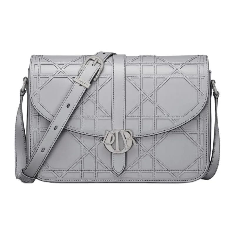 DIOR Cannage Cosmo Leather Shoulder Bag Crossbody Bag Men's Gray-0