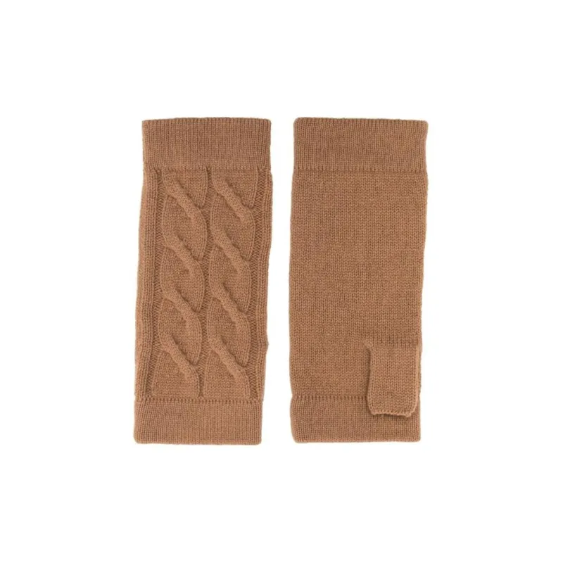 N.Peal Cable knit Fingerless Gloves-2