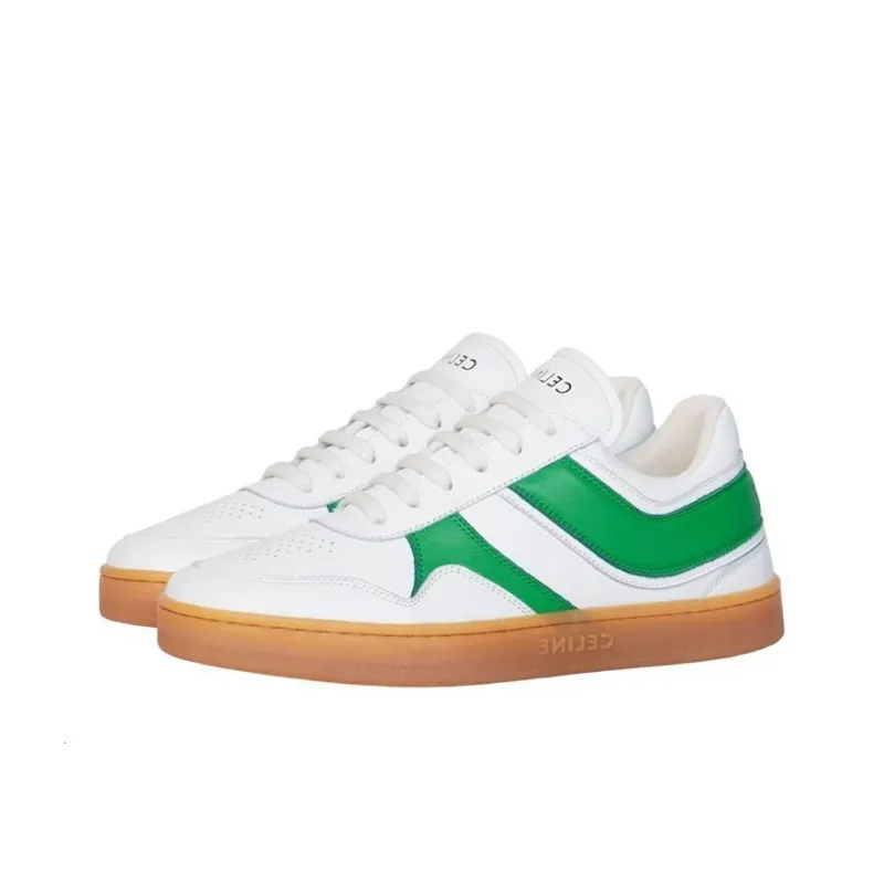 CELINE Trainer Low Top Stylish Skateboarding Shoes Women's White Green-2