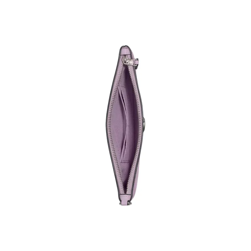 COACH Wristlet Polished Grained Leather Clutch Wrist Bag Small Size Women's Light Purple-2