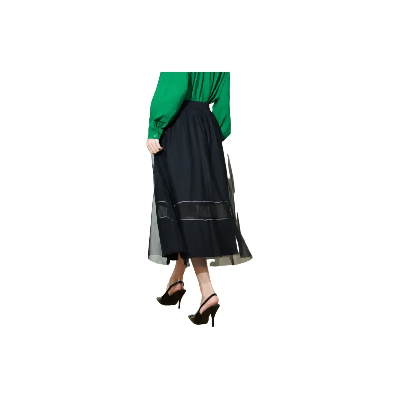 SMEN Casual Long Skirts Women's Black-1