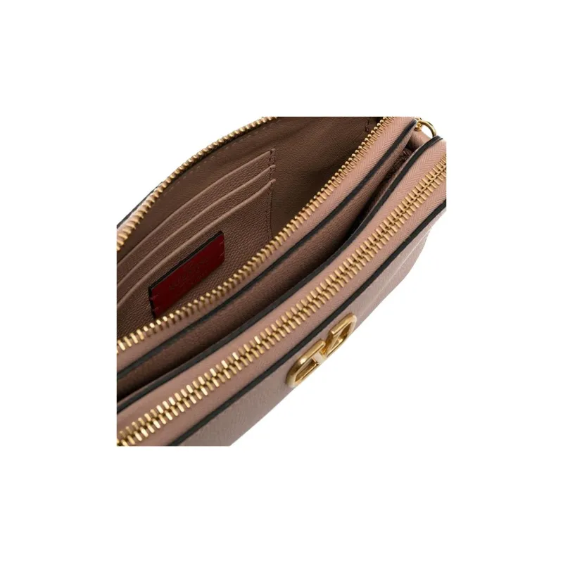 Valentino Vlogo Calfskin Shoulder Bag Crossbody Bag Small Size Women's Pink-2