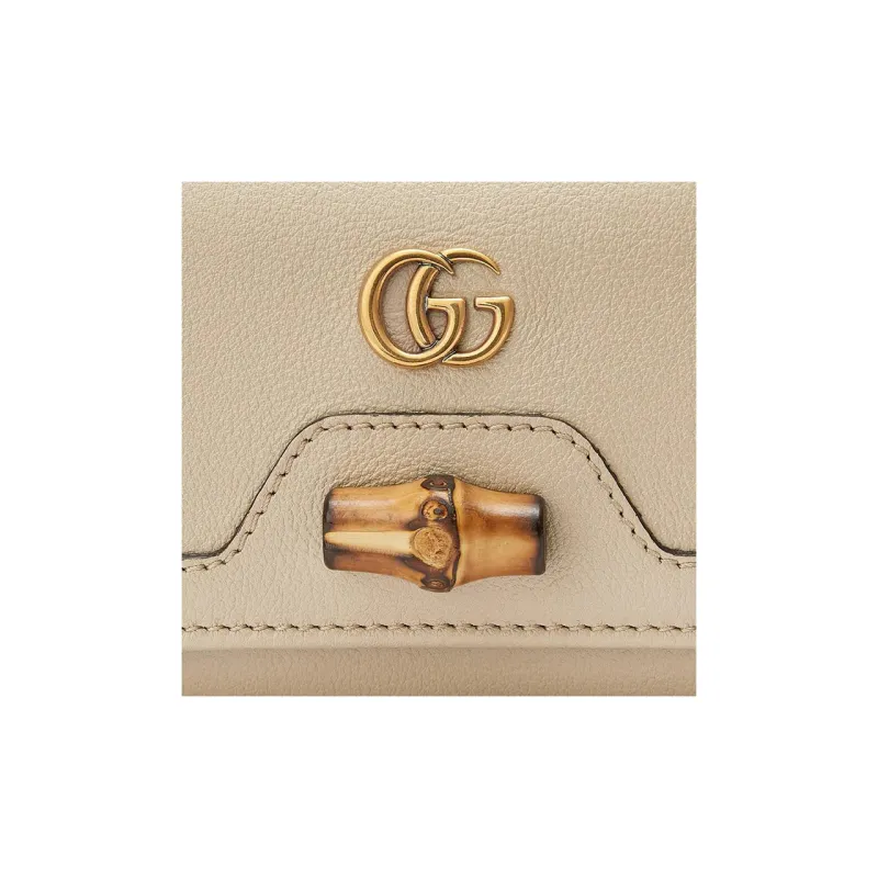 GUCCI Diana Leather Wallet Medium Size Women's Beige-6