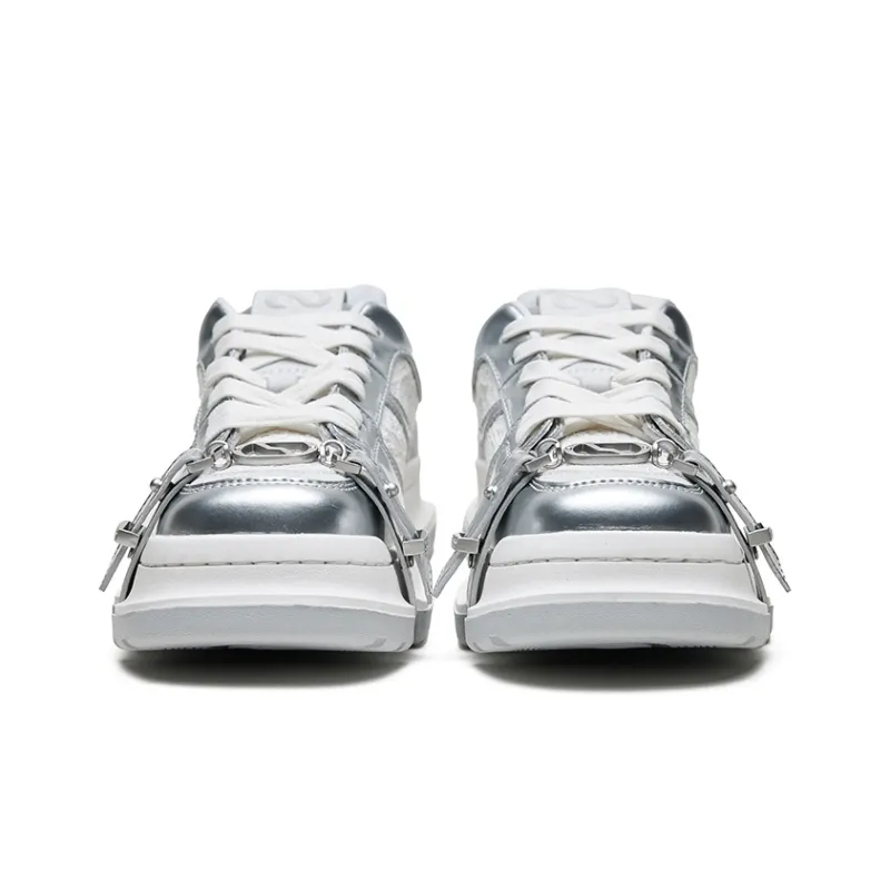 ABCICEY Anti Slip Wear Resistant Low Top Skateboard Shoes Unisex White-2