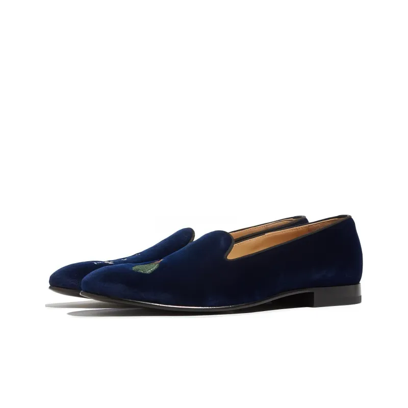 SCAROSSO Jay Embroidered Velvet Slippers-2