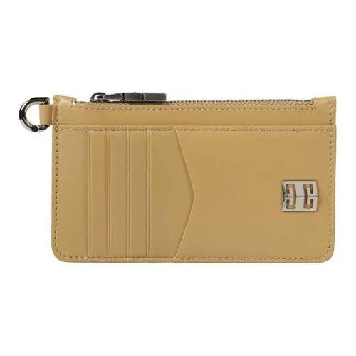 GIVENCHY Calfskin Card Holder Wallet Women's Light Brown