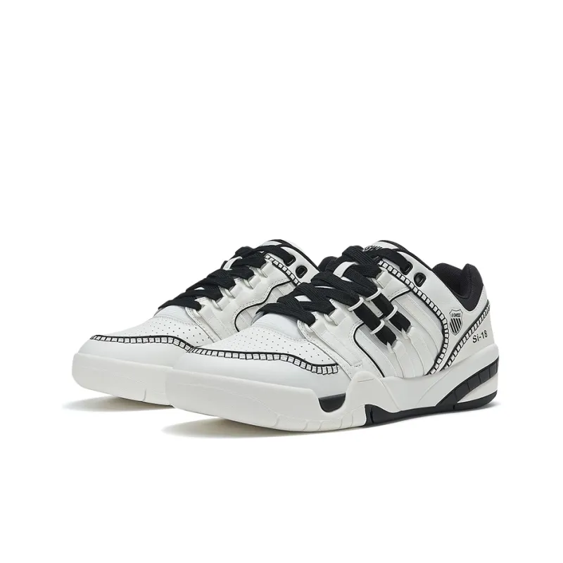 KARL LAGERFELD x KSWISS Lightweight And Breathable Low Top Skateboard Shoes Unisex Wimbledon White/Black-8