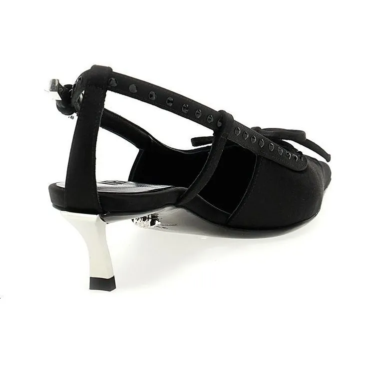 VERSACE Cone Heel High Heels 4cm Women's Black-3