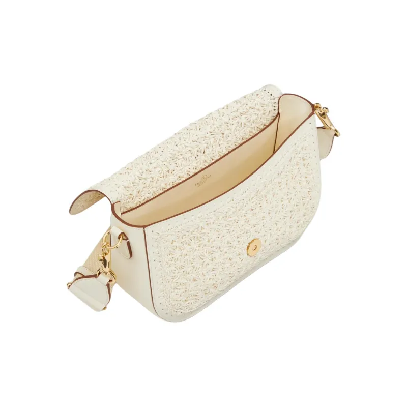 Valentino Woven Leather Portable Crossbody Bag Shoulder Bag Women's Ivory-5