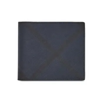 Burberry London Plaid With Leather Wallet Men's Dark Blue/Black