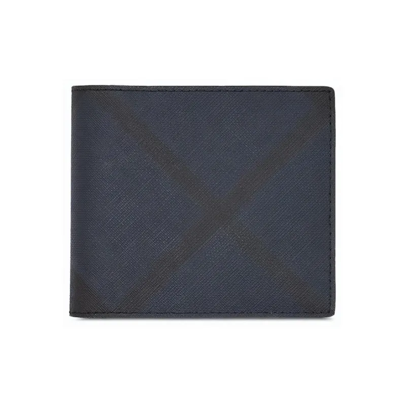 Burberry London Plaid With Leather Wallet Men's Dark Blue/Black-0