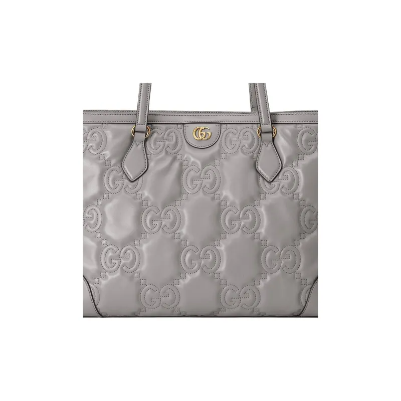 GUCCI GG Matelassé Leather Tote Shopping Bag Shoulder Bags Handbags Women's Gray-7