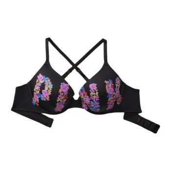 Victoria's Secret PINK 1690 Gathering Style WEAR EVERYWHERE PUSH-UP Bra Women's Black Logo