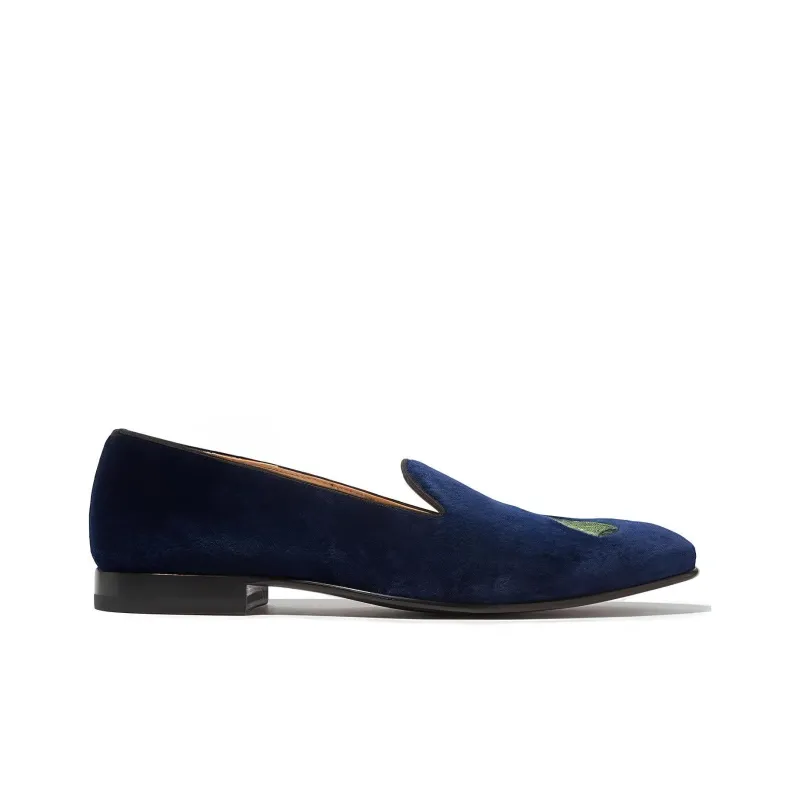 SCAROSSO Jay Embroidered Velvet Slippers-1